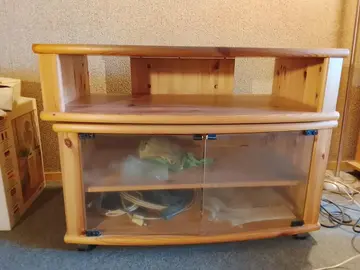 meuble télé à roulettes en pin