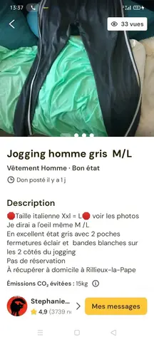 jogging gris M/L