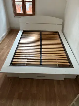 lit 2 places blanc laqué avec tiroir