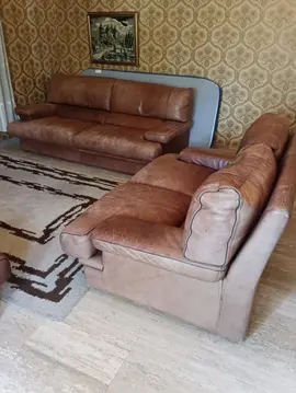 canapés et fauteuil en cuir