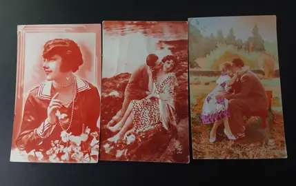 3 cartes postales vintage couples non écrites