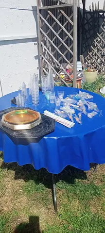 Assiettes, verres et couverts en plastique
