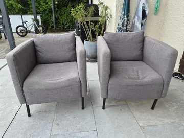 2 fauteuils 1 place gris, état correct