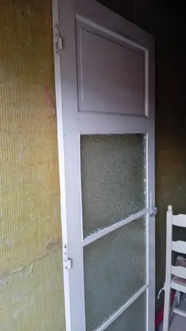 Porte de cuisine bois vitrée blanche
