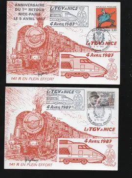 2 cartes commémoratives TGV à NICE