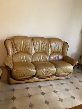 canapé cuir 3 places 2 fauteuils 1 pouf