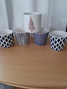 5 cache pots , h:12 cm