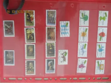 20 timbres oblitérés (série peinture + série développement durable 2008)