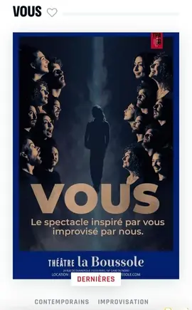 2 invitations spectacle d'improvisation "VOUS"