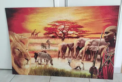 Tableau puzzle collé savane