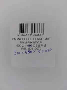 PMMA couleur blanc mat