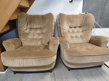 Lot de 2 fauteuils vintage en velours