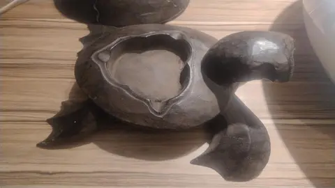 tortue déco et cendrier en bois