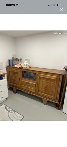 grand buffet bois massif avec vitrine