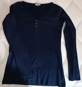 T-shirt manches longues bleu, femme M