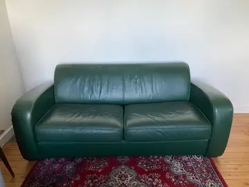 canapé convertible vert cuir