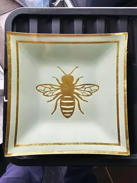 plateau verre et feuille d'or
