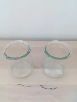 Petit pot transparent en verre x 2
