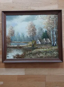 peinture et cadre en bois