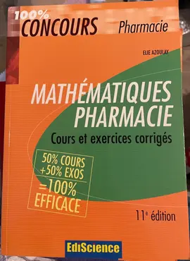 Livre Mathématiques Pharmacie – cours/exercices