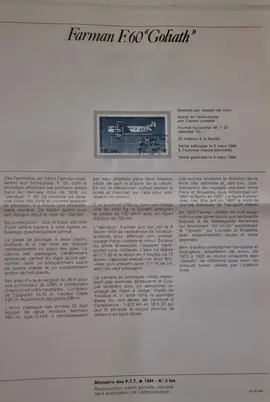 Timbres - notice philatélique 1984 (lot13)