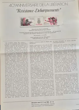 Timbres - notice philatélique 1984 (lot15)