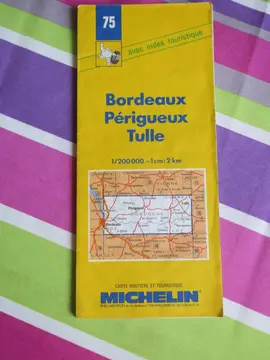 Ancienne carte routière MICHELIN N°75 Bordeaux Périgueux Tulle 1990
