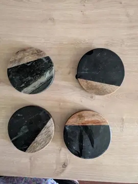 4 sous verre marbre/bois