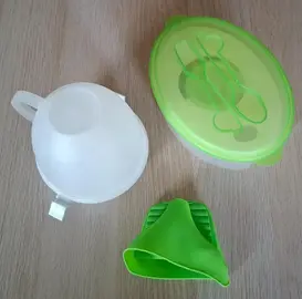 Lot cuisine pratique : bol à popcorn / boîte pour pique-nique / manique