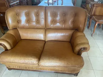 canapé cuir 2 places + 2 fauteuils