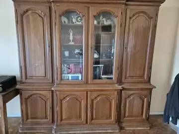 Meuble de salon, année 85, chêne massif, meuble de TV assorti