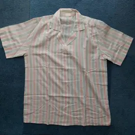 chemisier vintage rayé gris et rose