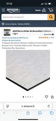 crédence, aluminium brossé, 3 m de long
