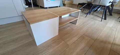 table basse bois et blanc