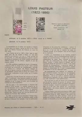 Timbres - notices philatéliques - 1973 (lot5)
