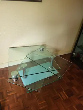 Table basse en verre 3 "plateaux" orientables