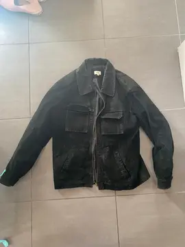 veste noire en daim
