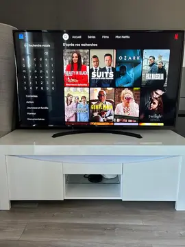 Meuble TV en bon état, blanc laqué