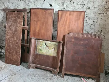 lit enfant ancien en bois année 50