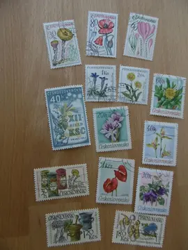 Timbres FLEURS TCHECOSLOVAQUIE