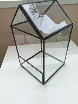 Petite maison/serre en verre et métal pour plantes