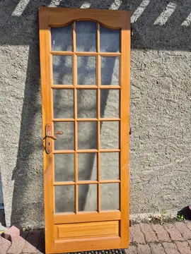 Porte de service bois et verre (70 x 200) poussant gauche