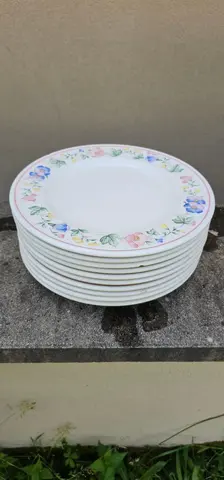 10 assiettes plates fleuries 26,5cm