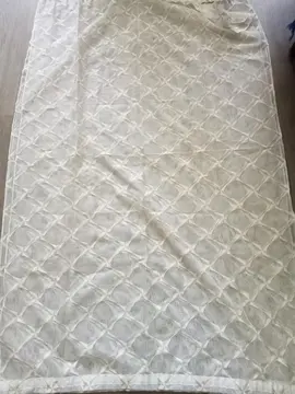 Rideaux voilages 3 panneaux beige & blanc