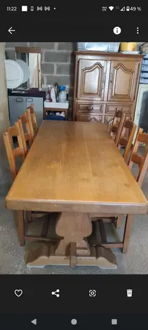 table salle à manger et 6 chaises chêne massif