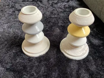 2 bougeoirs bois 12 cm