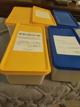 anciennes boites alimentaires en plastique.