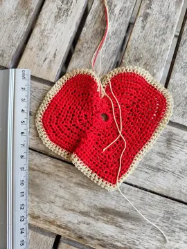 coeur rouge crochet à fil coton