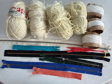 reste de laine et de coton pour travaux manuels fermeture éclair