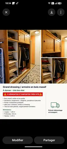 Grand dressing / armoire en bois massif